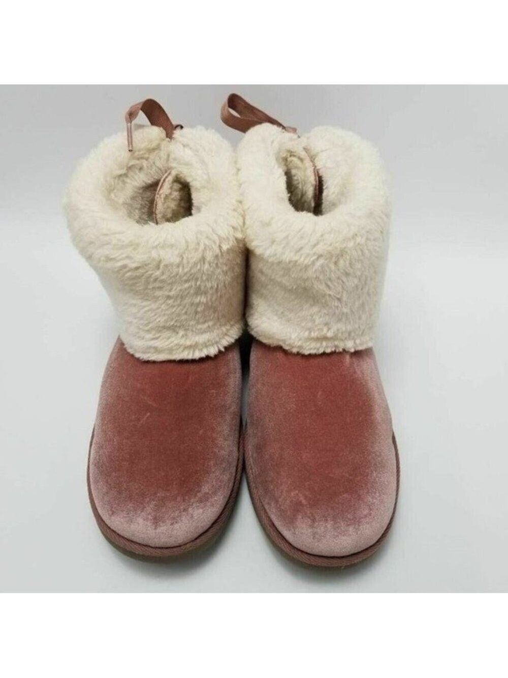Arizona Pink Velvet Faux Fur Lined Winter Boots With Bow Tie Size 11 - Picture 3 of 12